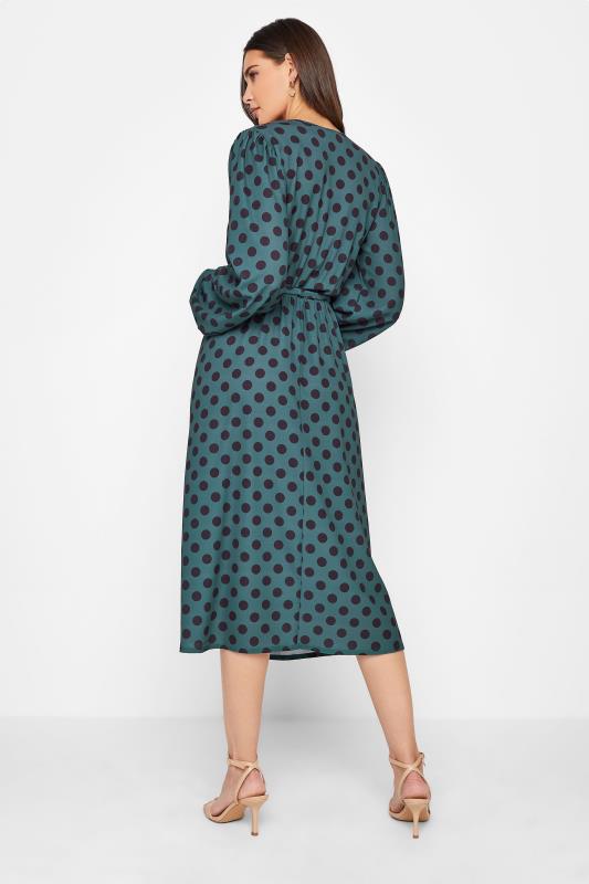 LTS Tall Teal Green Polka Dot Wrap Midi Dress_C.jpg
