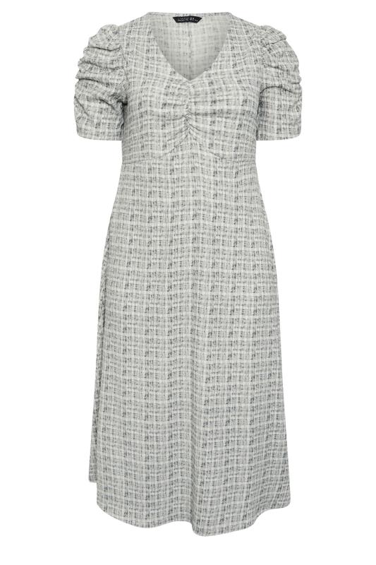 LIMITED COLLECTION Plus Size Grey Check Textured Milkmaid Dress | Yours Clothing  5