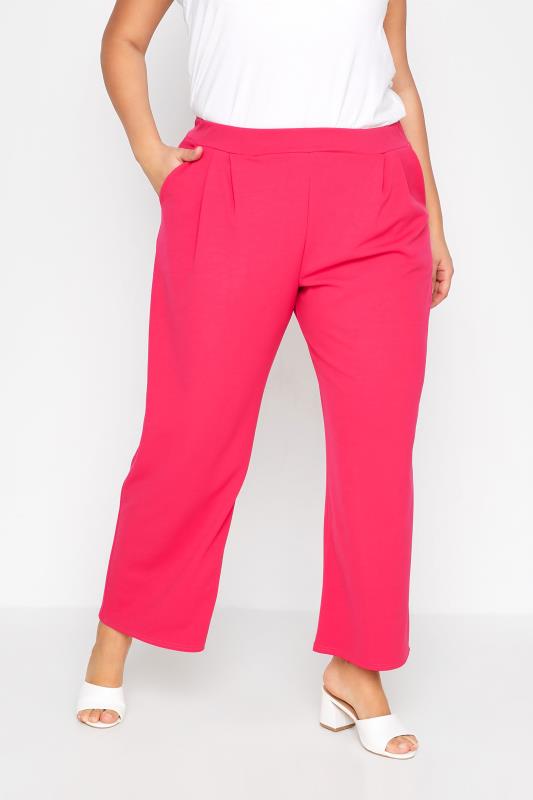 LIMITED COLLECTION Curve Hot Pink Wide Leg Trousers 1