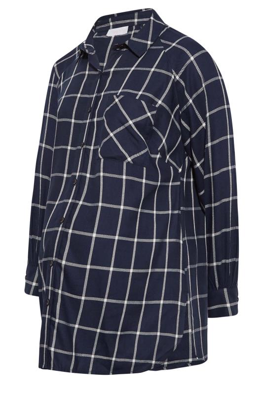BUMP IT UP MATERNITY Plus Size Navy Blue Check Long Sleeve Shirt | Yours Clothing 6