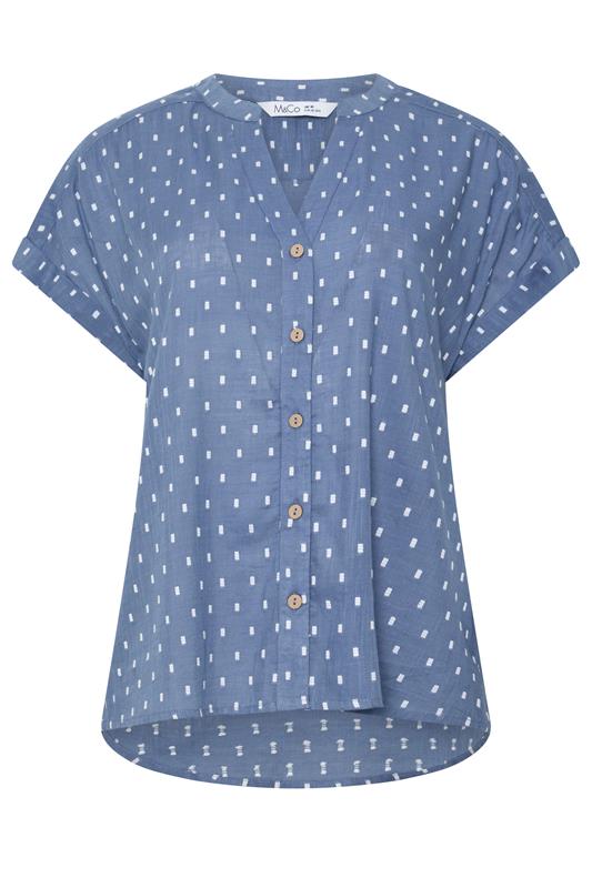 M&Co Women's Denim Blue Dobby Shirt | M&Co 5