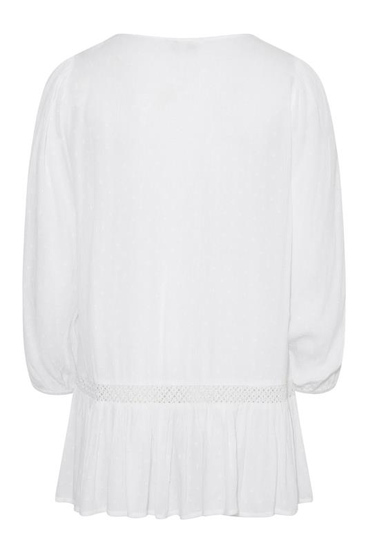 Plus Size White Dobby Tunic Blouse | Yours Clothing 7