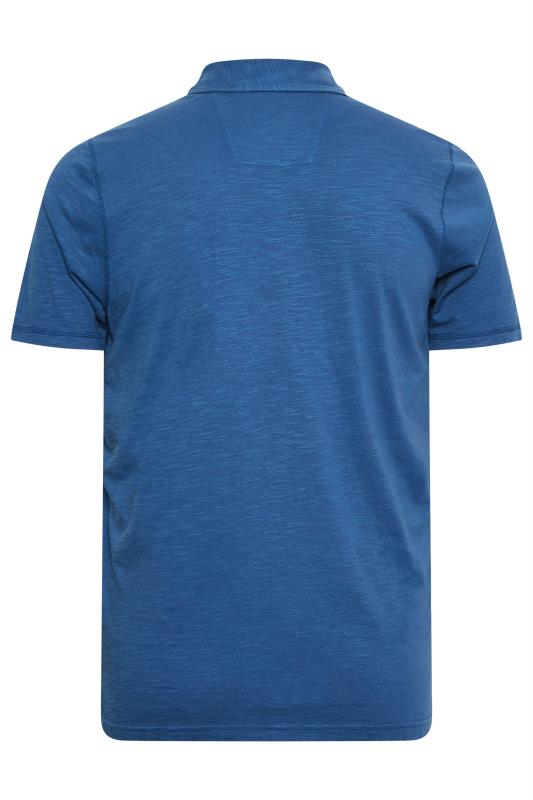 BadRhino Big & Tall Denim Blue Slub Polo Shirt | BadRhino 3