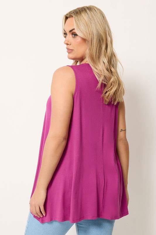 YOURS Plus Size Purple Pleat Front Vest Top | Yours Clothing 2