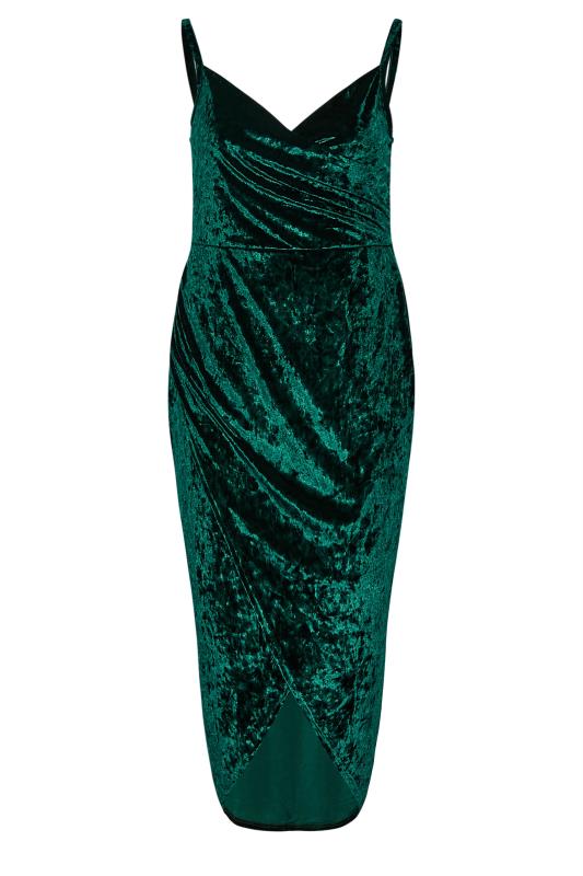 YOURS LONDON Plus Size Green Velvet Bodycon Wrap Dress | Yours Clothing 6