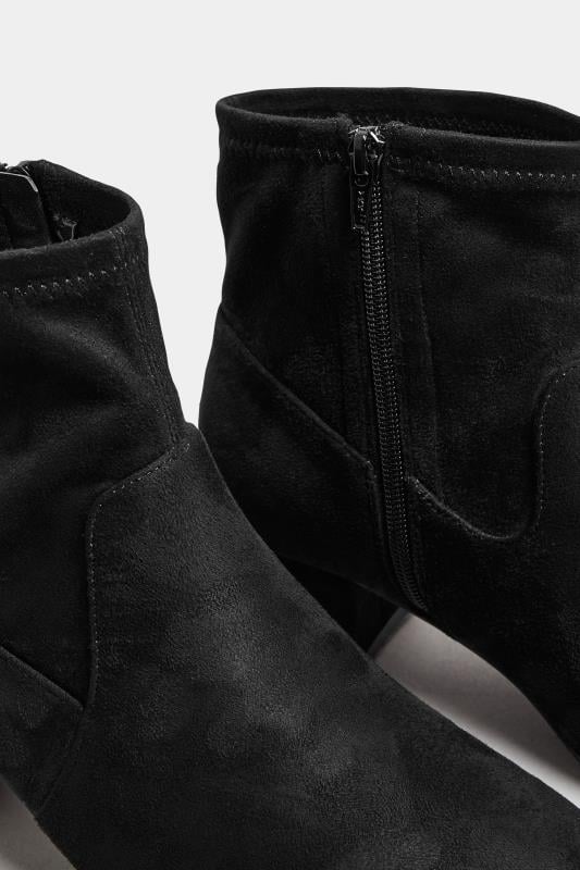 Black Faux Suede Block Heel Boots In Extra Wide EEE Fit | Yours Clothing  4