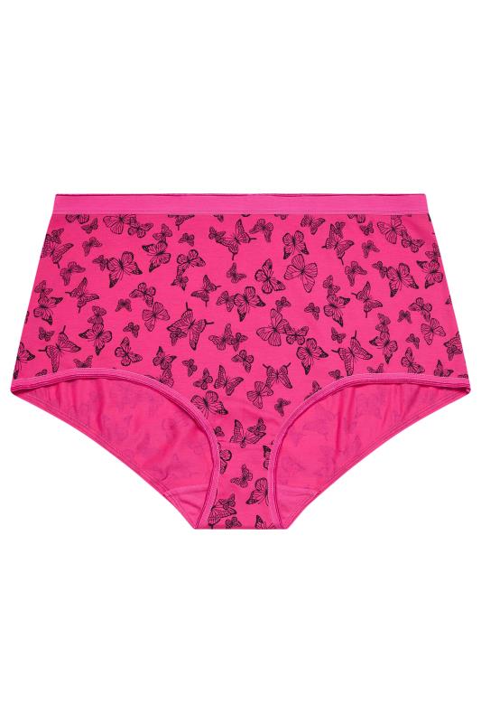 YOURS 5 PACK Plus Size Black & Pink Butterfly Print Full Briefs | Yours Clothing 8