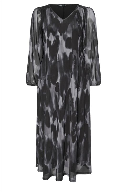 YOURS Plus Size Grey Leopard Print Mesh Maxi Dress | Yours Clothing 5