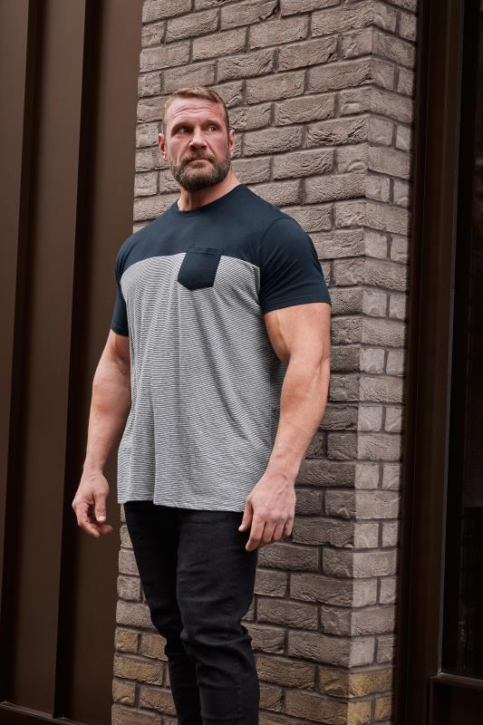 Men's  BadRhino Big & Tall Blue Pocket Stripe T-Shirt