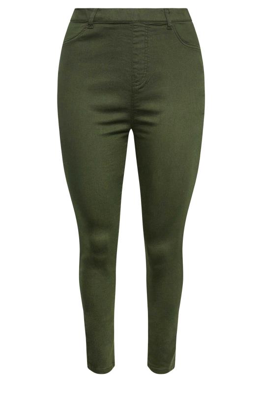 YOURS Plus Size Khaki Green Stretch Pull On GRACE Jeggings | Yours Clothing 4