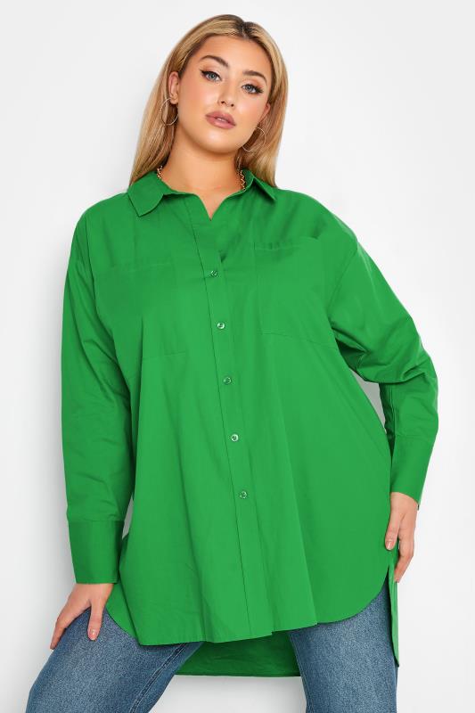 LIMITED COLLECTION Curve Bright Green Oversized Boyfriend Shirt_A.jpg