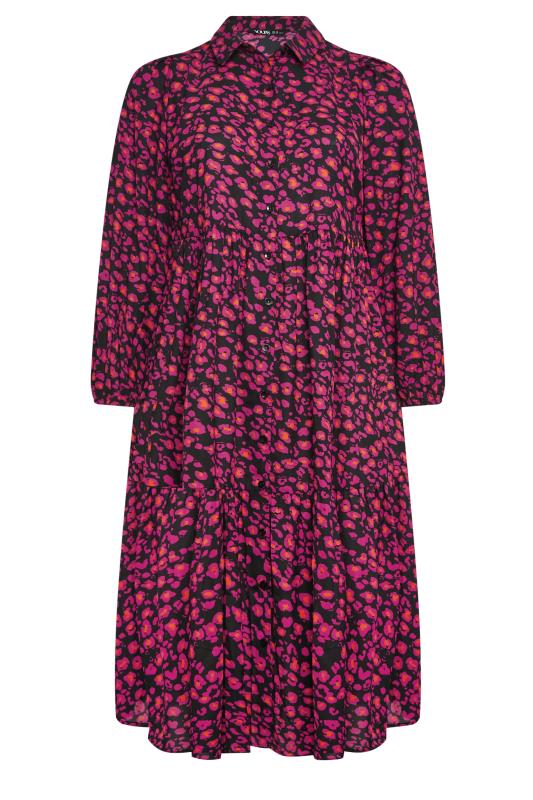 YOURS Plus Size Pink Leopard Print Button Through Midi Dress | Yours ...