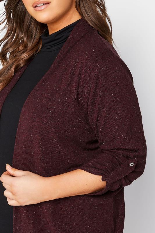 YOURS LUXURY Plus Size Burgundy Red Metallic Cardigan | Yours Clothing 5