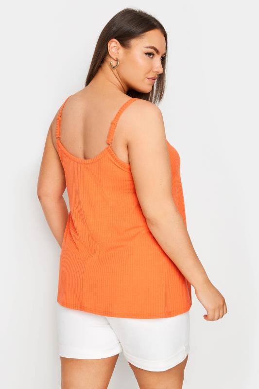 YOURS Plus Size Orange Ribbed Swing Cami Top | Yours Clothing 3