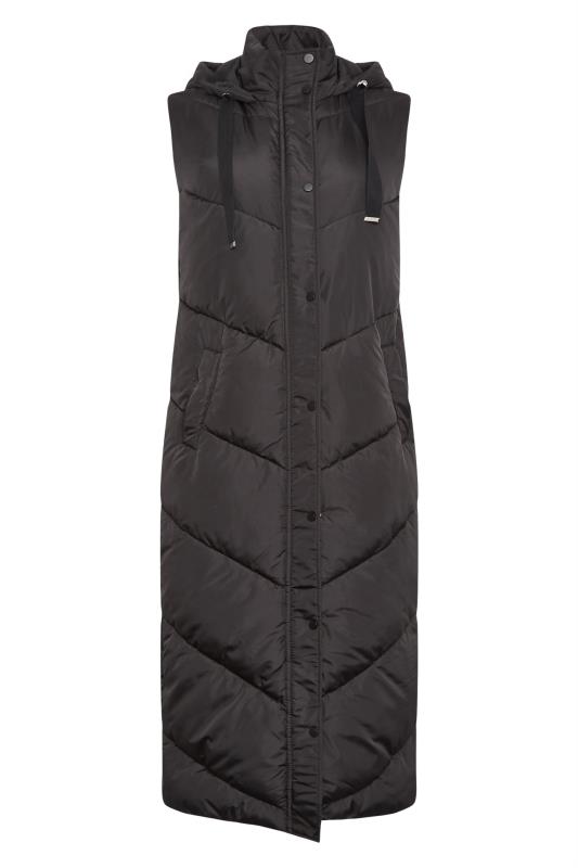 LTS Tall Black Quilted Longline Hooded Gilet | Long Tall Sally 6