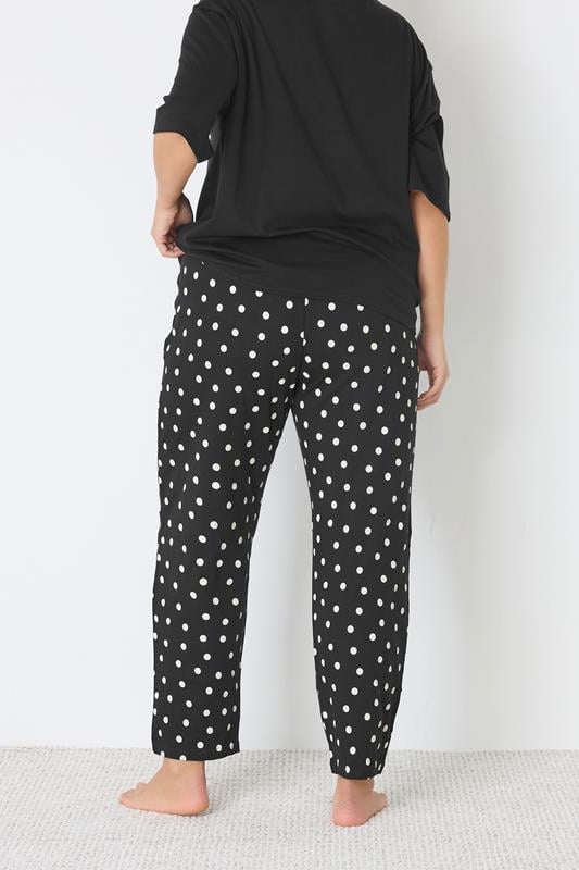 YOURS Plus Size Black Polka Dot Wide Leg Pyjama Bottoms | Yours Clothing 2