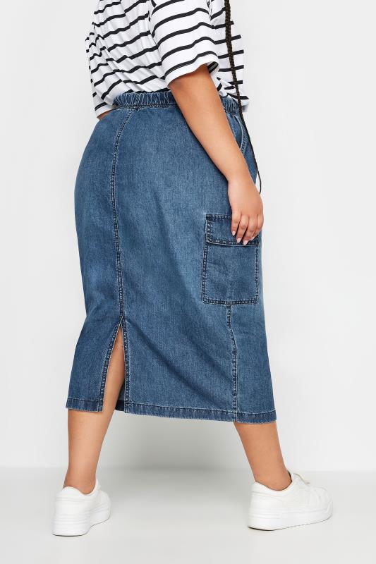 LIMITED COLLECTION Plus Size Blue Denim Parachute Skirt | Yours Clothing 4