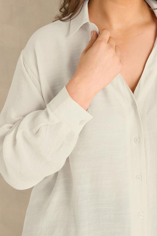 EVANS Plus Size Natural Brown Sheer Long Sleeve Shirt | Evans 5