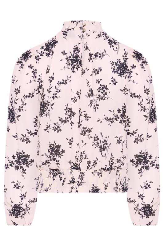 Petite Pink Floral Shirred Neckline Blouse | PixieGirl 7