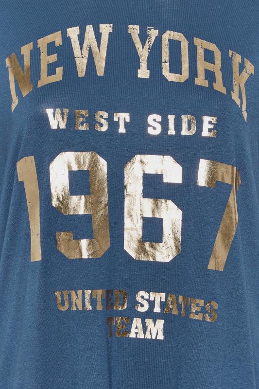 Plus Size Navy Blue Metallic Varsity T-Shirt | Yours Clothing 5