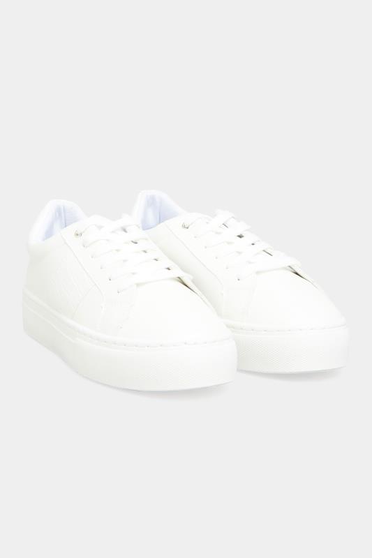 Tall  Yours White Stripe Platform Trainers In Extra Wide EEE Fit