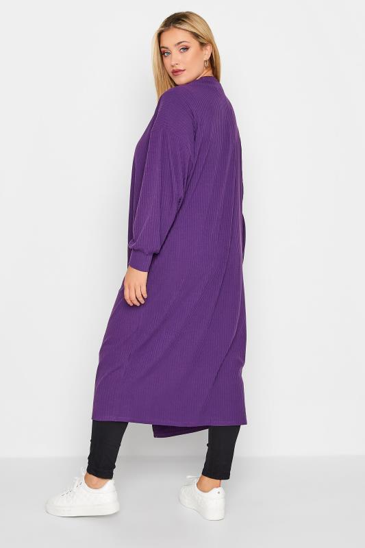 Plus Size LIMITED COLLECTION Plum Purple Ribbed Maxi Cardigan | Yours Clothing 3