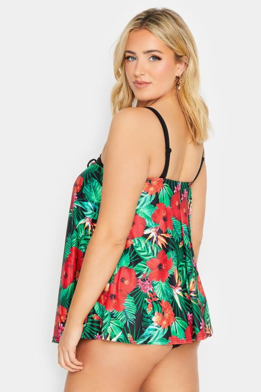 YOURS Plus Size Black Rainforest Print A-Line Tankini Top | Yours Clothing 8