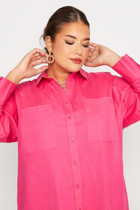 LIMITED COLLECTION Curve Hot Pink Oversized Boyfriend Shirt 5