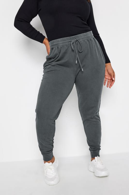 YOURS Plus Size Grey Acid Wash Joggers | Yours Clothing 1
