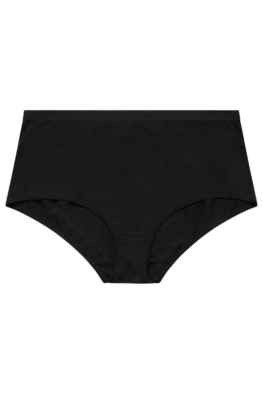5 PACK Curve Black Cotton High Waisted Full Briefs