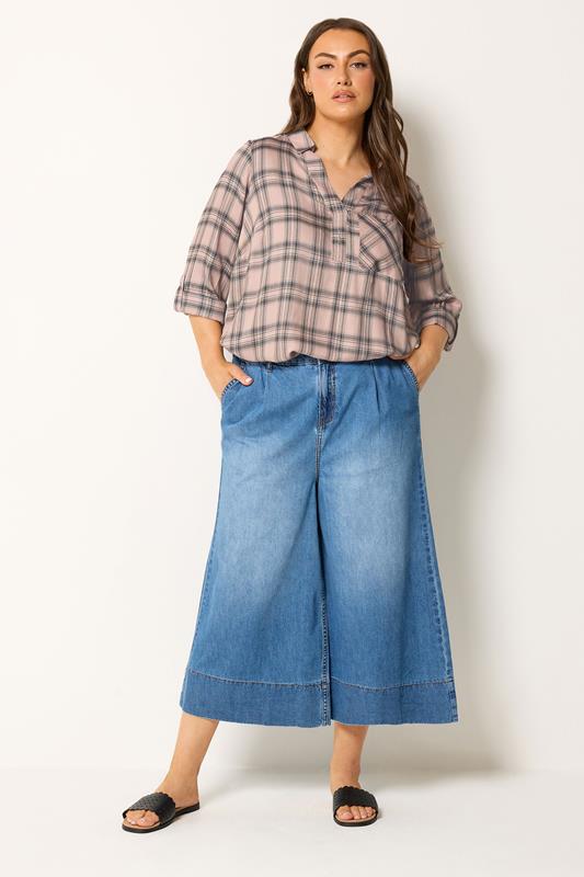 YOURS Plus Size Pink Check Overhead Shirt | Yours Clothing 1