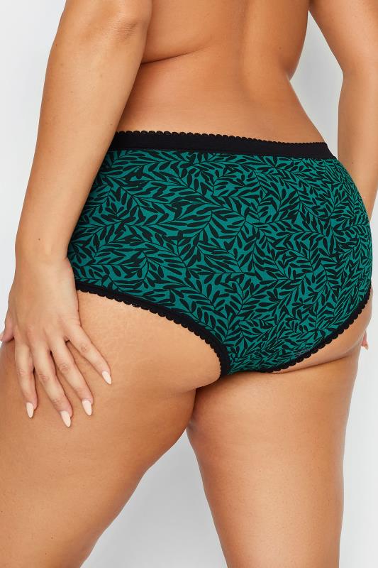 YOURS 5 PACK Curve Green Leaf Print Full Briefs | Yours Clothing 3