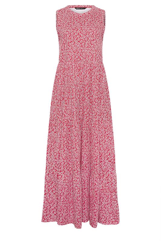 M&Co Red Floral Print Cotton Tiered Maxi Dress | M&Co 6