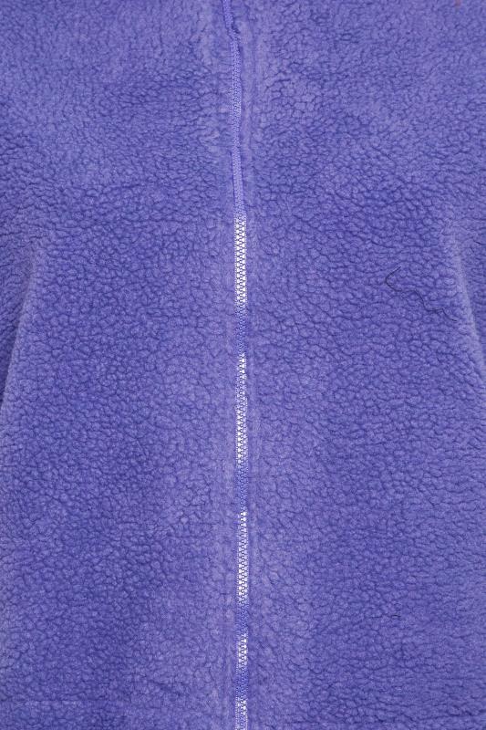 YOURS Plus Size Purple Cropped Zip Through Teddy Fleece | Yours Clothing 7