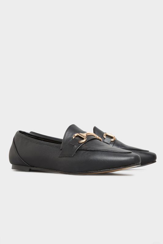 Black Metal Trim Loafer In Extra Wide Fit | Yours Clothing 4