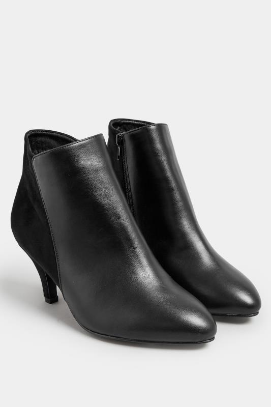 Black Faux Suede & Leather Contrast Shoe Boots In Wide E Fit | Yours Clothing 2