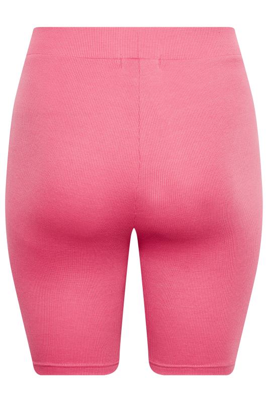 YOURS Plus Size Pink Ribbed Cycling Shorts | Yours Clothing 5