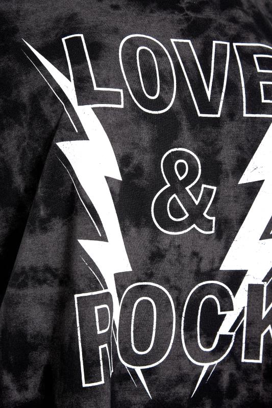 Curve Black Tie Dye 'Love & Rock' Printed T-Shirt 5