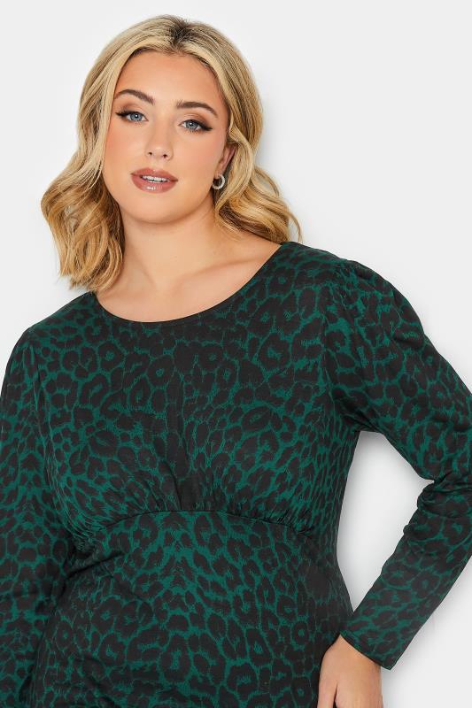 YOURS PETITE Curve Plus Size Green Animal Print Long Sleeve Top | Yours Clothing  4