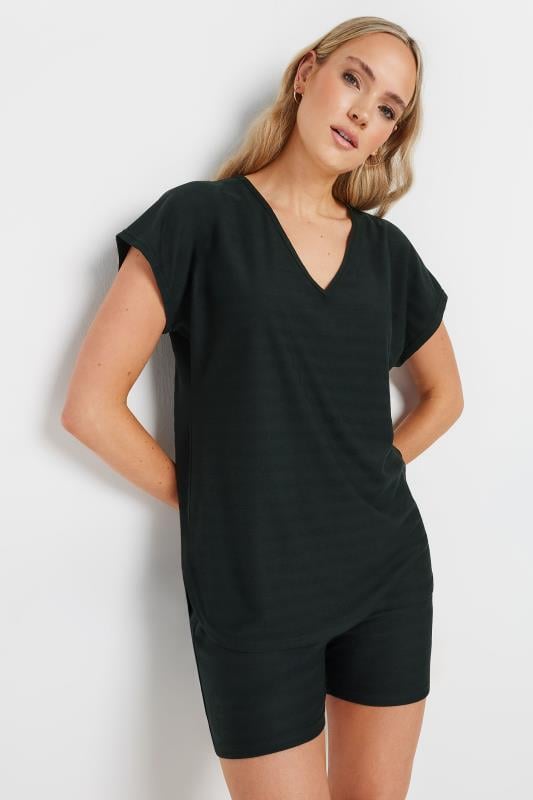  Grande Taille LTS Tall Black Shadow Stripe V-Neck Boxy Top