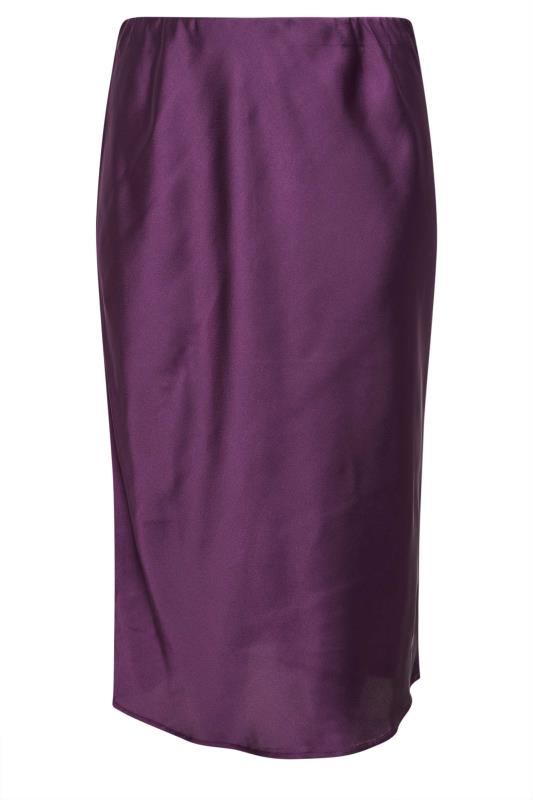 YOURS Plus Size Purple Satin Midi Skirt | Yours Clothing 5