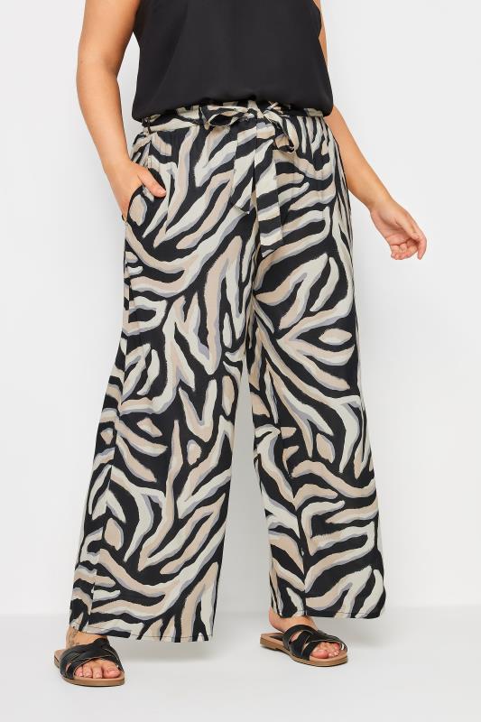 YOURS Plus Size Black Zebra Print Wide Leg Trousers | Yours Clothing 2