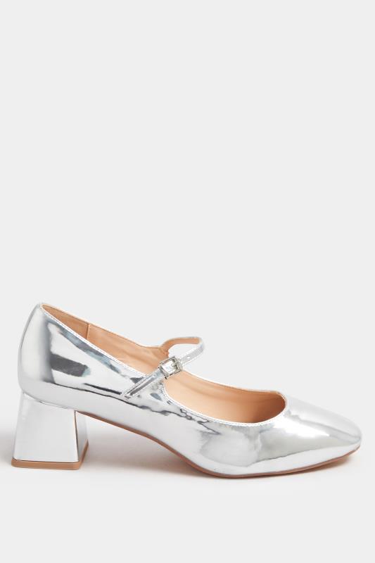 LTS Silver Patent Mary Jane Block Midi Heels In Standard Fit | Long Tall Sally 3