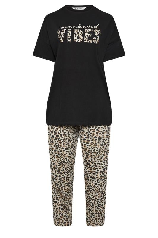 YOURS Plus Size Black 'Weekend Vibes' Wide Leg Pyjama Set | Yours Clothing 5