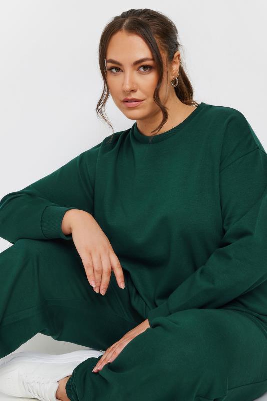 YOURS Plus Size Forest Green Crew Neck Sweatshirt | Yours Clothing 4