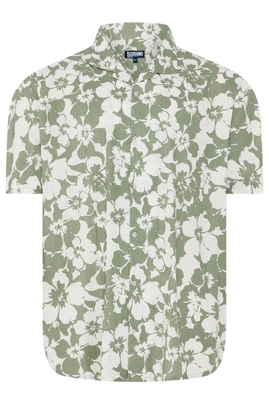 BadRhino Big & Tall Green Leaf Print Short Sleeve Shirt | BadRhino 6
