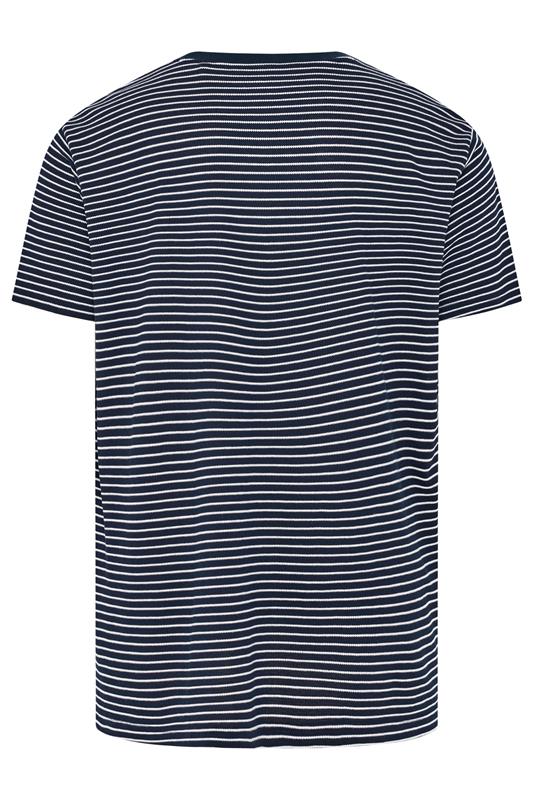 BadRhino Big & Tall Navy Blue Stripe Pique T-Shirt | BadRhino 8