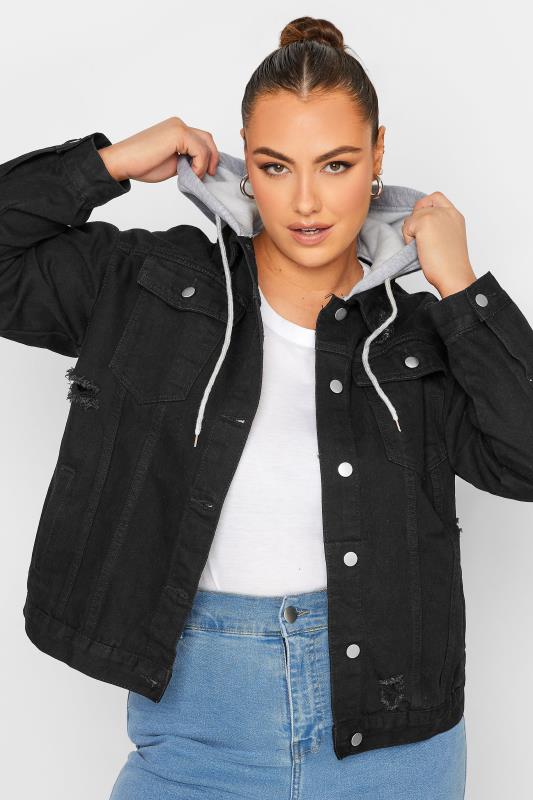 LIMITED COLLECTION Plus Size Black Hooded Distressed Denim Jacket | Yours Clothing 4