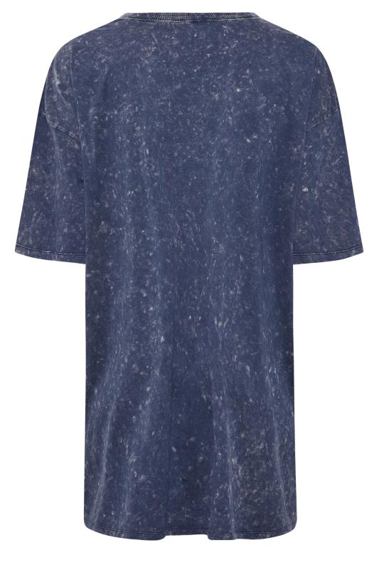 Plus Size Navy Blue Acid Wash 'San Francisco' Oversized Tunic T-Shirt Dress | Yours Clothing 7