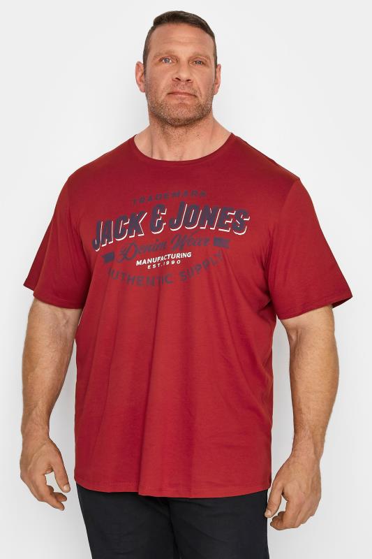 JACK & JONES Red Logo Crew Neck T-Shirt | BadRhino 1